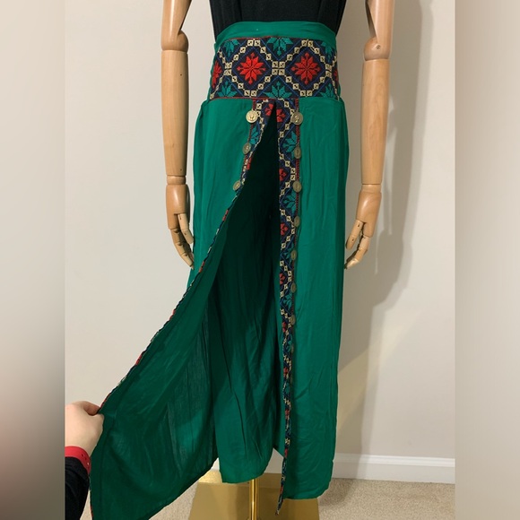Green Hobo Tatreez Wide Leg Pants WITH OPENING! - Picture 8 of 17